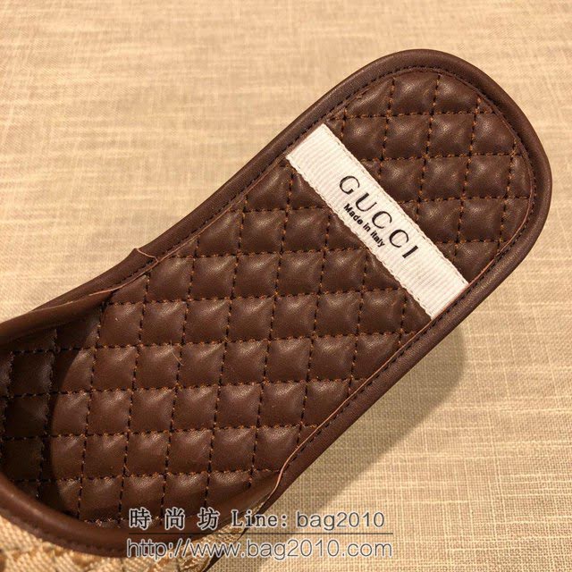 GUCCI男鞋 古馳專櫃原版拖鞋 小牛皮雙G壓花格紋 Gucci爆款男士拖鞋  hdnx1275